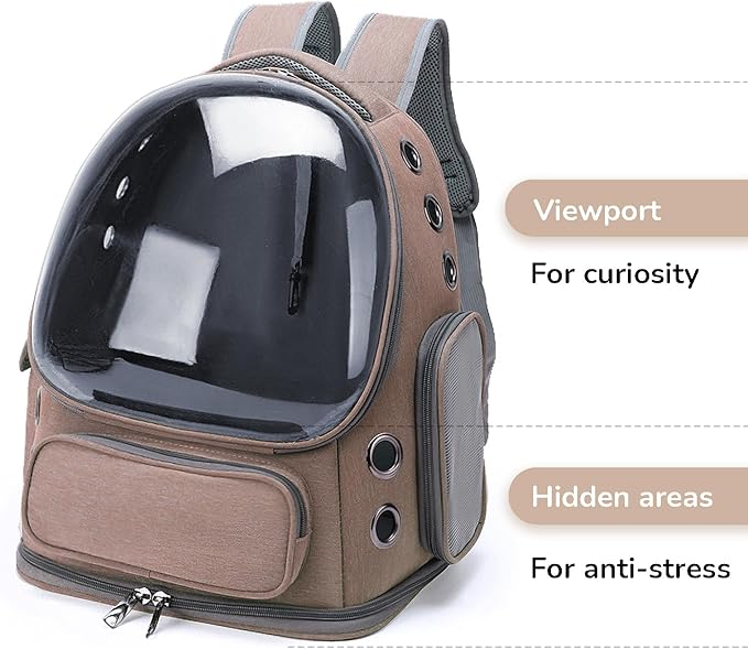 Cat Backpack Carrier for Cats and Small Dogs, Breathable Cat Bubble Backpack, Airline Approved Pet Travel Carrier for Hiking Camping & Outdoor(Khaki) 1