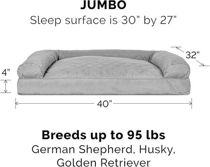 Furhaven Pillow Dog Bed for Large Dogs w/ Removable Bolsters & Washable Cover