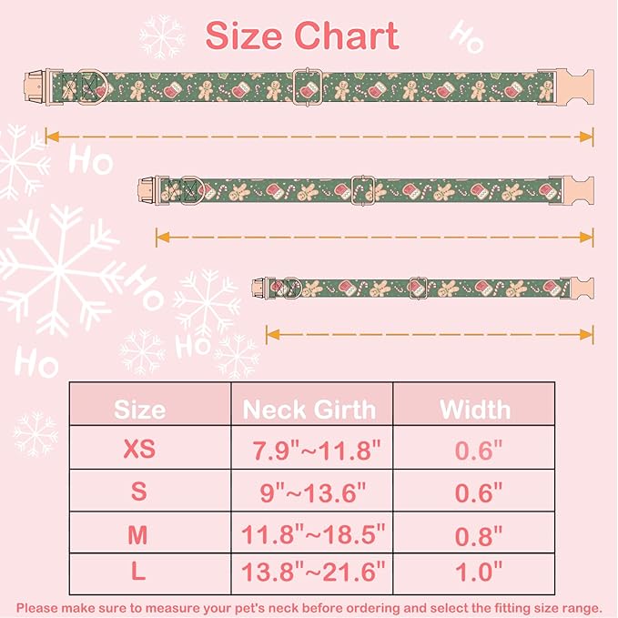 Faygarsle Green Dog Collar Christmas Design with Bow