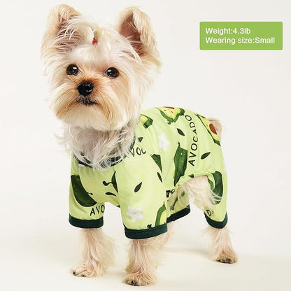 Pet Clothes Puppy Clothes for Small Dogs Boy Girl - Soft Stretch Dog Pajamas Dog Jumpsuit Cute Avocado Pattern Dog Pjs Shirts Dog Outfits Onesies for Chihuahua Yorkshire Teacup Dogs Cat Clothing