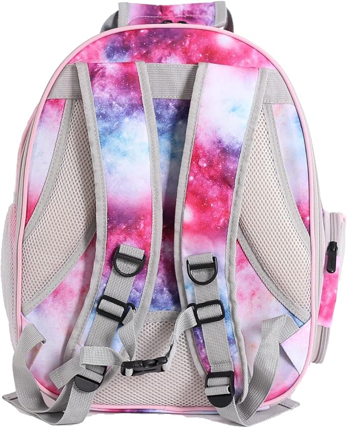 Cat Bubble Backpack Carrier, Galaxy Theme Space Capsule Astronaut Bubble Backpack for Kitten Bunny Airline Approved Travel Hiking Camping Cat Book Bag (Galaxy Pink, Bubble Window)