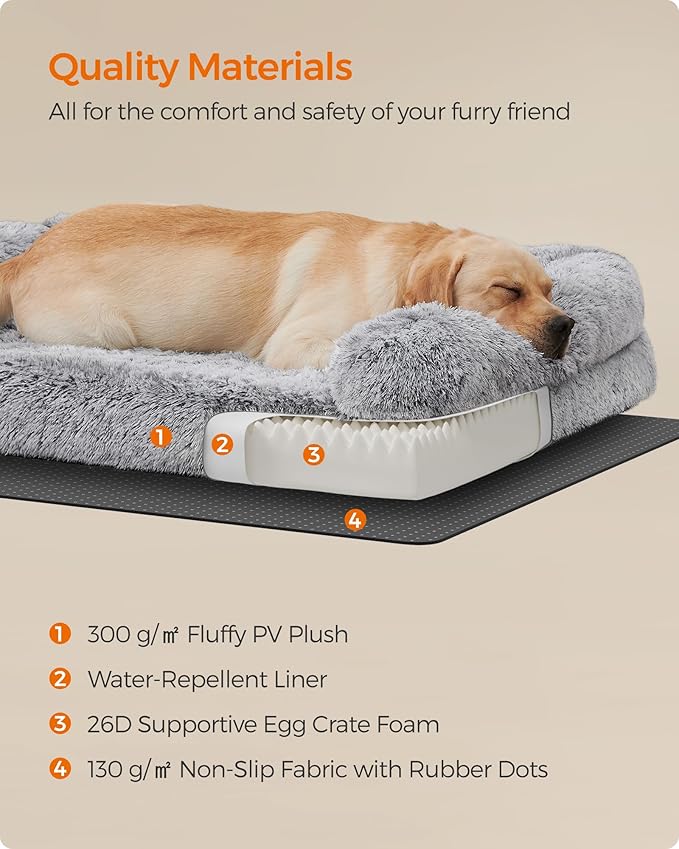 Feandrea Dog Bed 42 x 31.5 x 9 Inches, UPGW233G01