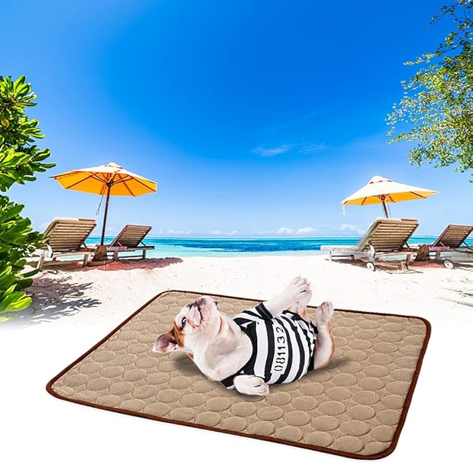 VeMee Cooling Mat Pad for Dogs Cats Ice Silk Mat Cooling Blanket Cushion for Kennel/Sofa/Bed/Floor/Car Seats Cooling (L: 28 x 22 inches
