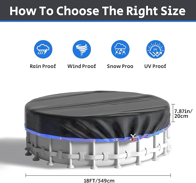 Bsmathom 18Ft Round Pool Cover for Above Ground Pools