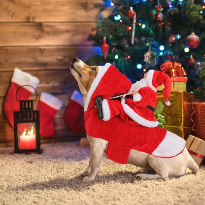 BWOGUE Santa Dog Costume Christmas Pet Clothes Santa Claus Riding Pet Cosplay Costumes Party Dressing up Dogs Cats Outfit for Small Medium Large Dogs Cats