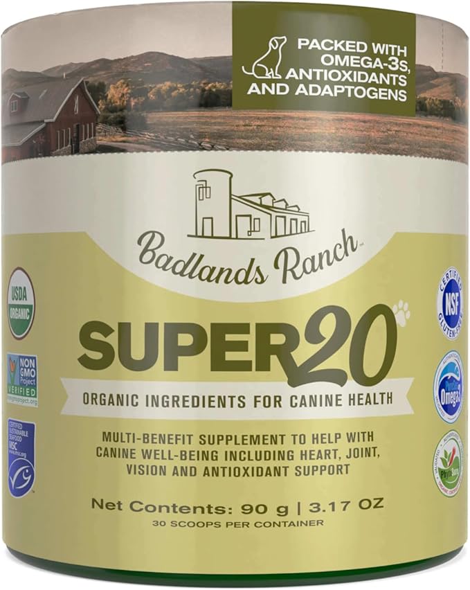 by Katherine Heigl- Super20 Canine Supplement Organic Ingredients Multi-Benefit Supplement, Ashwagandha, Help w/Canine Well-Being, Heart, Joint, Vision, Antioxidant Support (30 Scoops)