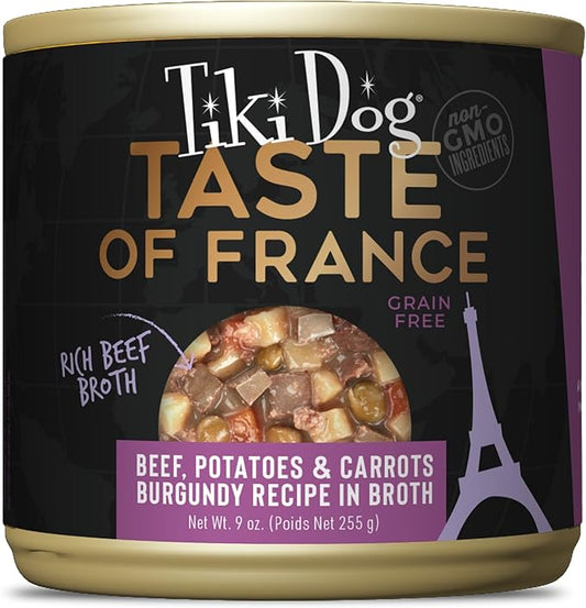 Tiki Dog Taste of The World Wet Dog Food, France Beef, Potatoes & Carrots, 9 oz. Cans (8 Count)