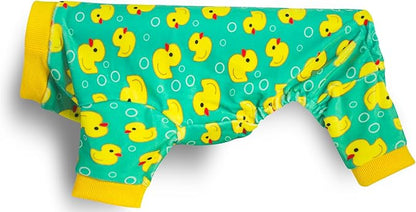 Paiaite Dog Pajamas Onesie: Comfortable Four-Legged Apparel for Small, Medium, & Large Dogs, Polyester Material for Comfort, Wrinkle Resistance, Moisture Wicking, and Stretchiness Yellow Duck XL