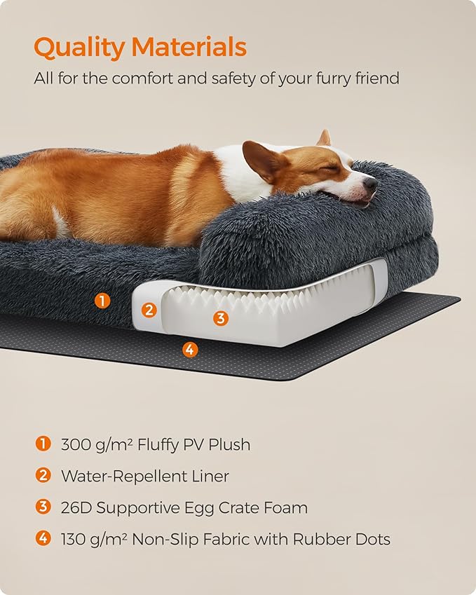 Feandrea Dog Bed 30 x 23 x 9 Inches, UPGW231G02