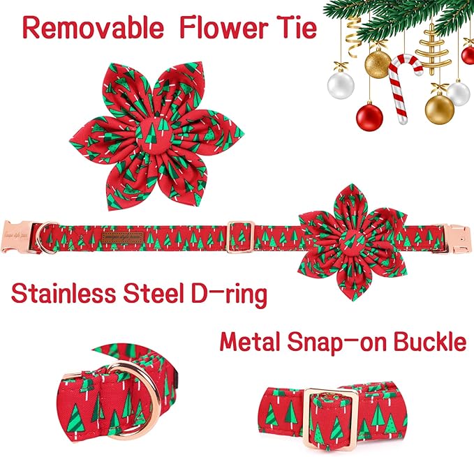 Unique style paws Christmas Dog Collar with Flower