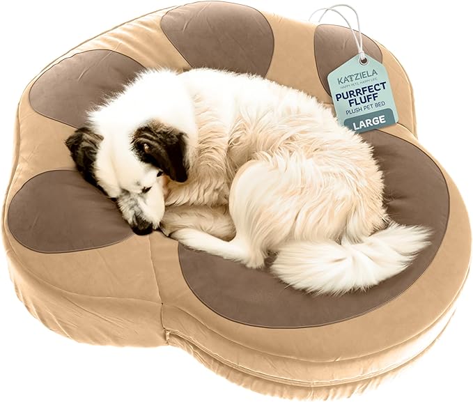 Katziela Purrfect Fluff Paw-Shaped Pet Bed 40" x 40" x 6" Washable