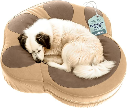 Katziela Purrfect Fluff Paw-Shaped Pet Bed 40" x 40" x 6" Washable