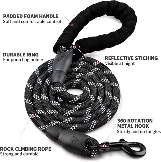 COOYOO Dog Leash 5/6 FT with Comfortable Padded