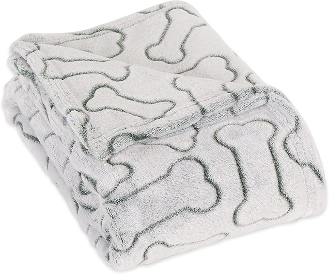 Bone Dry Embossed Bone Print Pet Blanket 36x48, Hunter