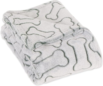 Bone Dry Embossed Bone Print Pet Blanket 36x48, Hunter