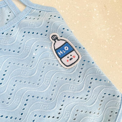 Yanmucy 2 Pieces Dog Summer Clothes Cute Embroidery Dog Striped Tank Top Vest Breathable Puppy Sleeveless Shirt for Small Dogs Cats (Pink+Blue, X-Small)