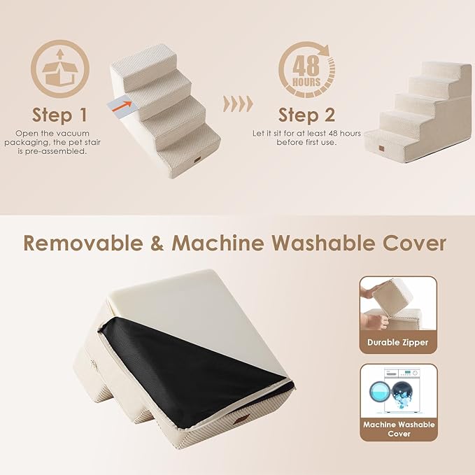 EHEYCIGA Dog Stairs for High Bed 22.5”H 5-Step Dog