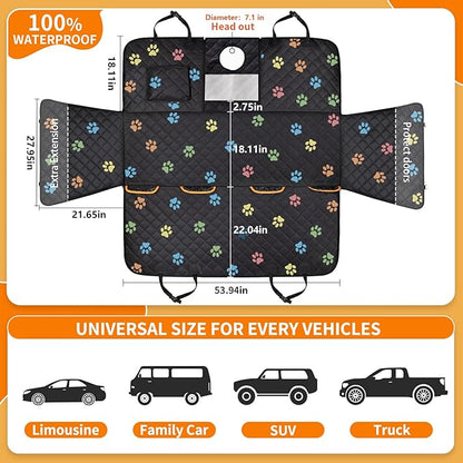 Large Dog Car Seat Cover for Back Seat 100% Waterproof 600D 6-Layer