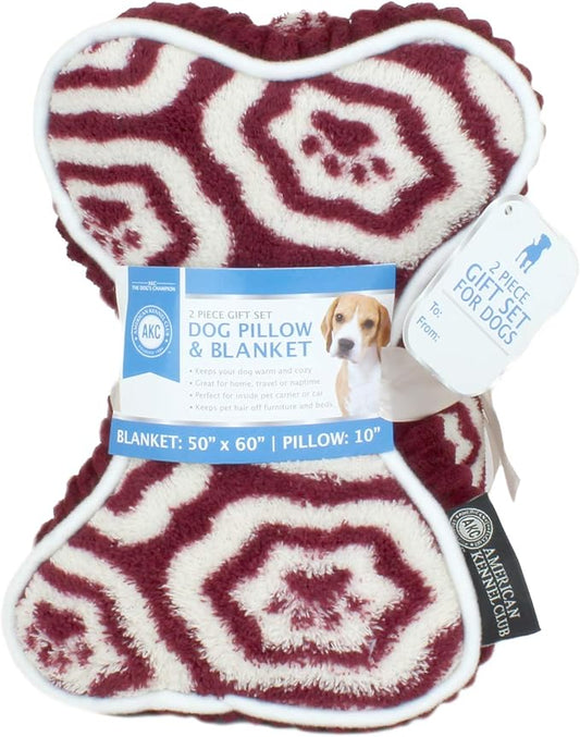 AKC 60"x50" Pet Blanket & 10" Pillow Set