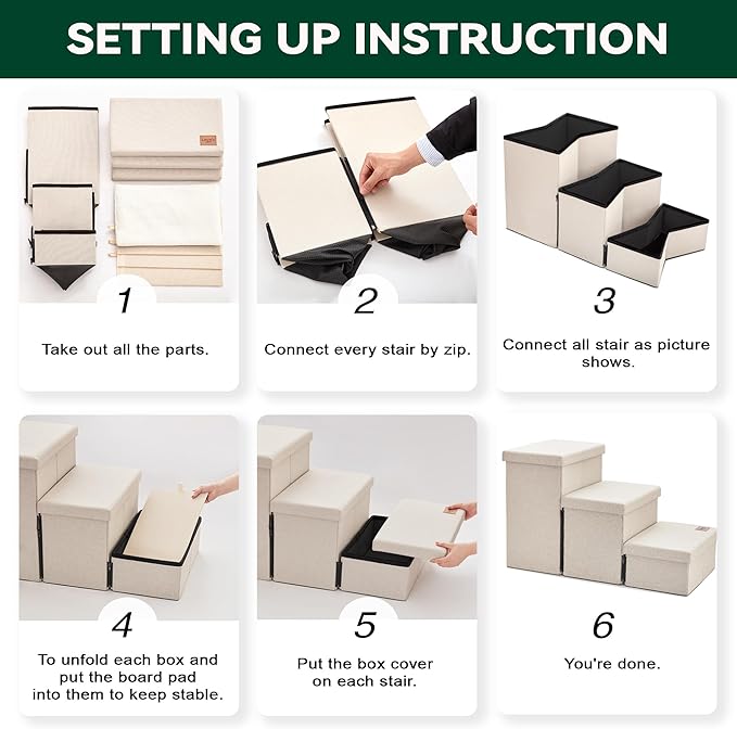 Love's cabin Dog Stairs for Small Medium or Large Dogs with Storage and Adjustable Steps 3-Step Gray 200 lbs,