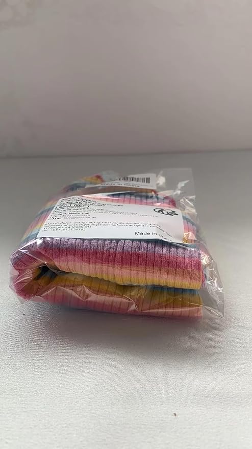 Small Medium Dog Clothes Rainbow Striped Dog Shirts Stretchable Long Sleeve Cat T-Shirt Pet Outfits for Chihuahua Yorkie Teddy (Pink Edge