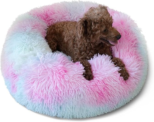 Puppy Bed for Calming Dog 19Inches Peach Anti-Anxiety 15 lbs