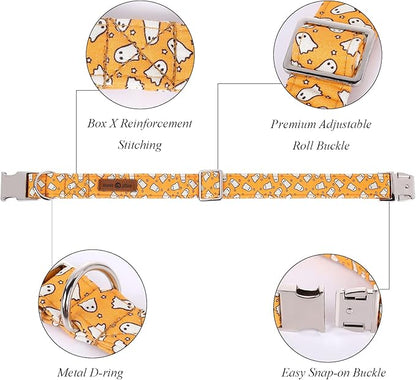 Lionet Paws Halloween Dog Collar with Bowtie 7-11in