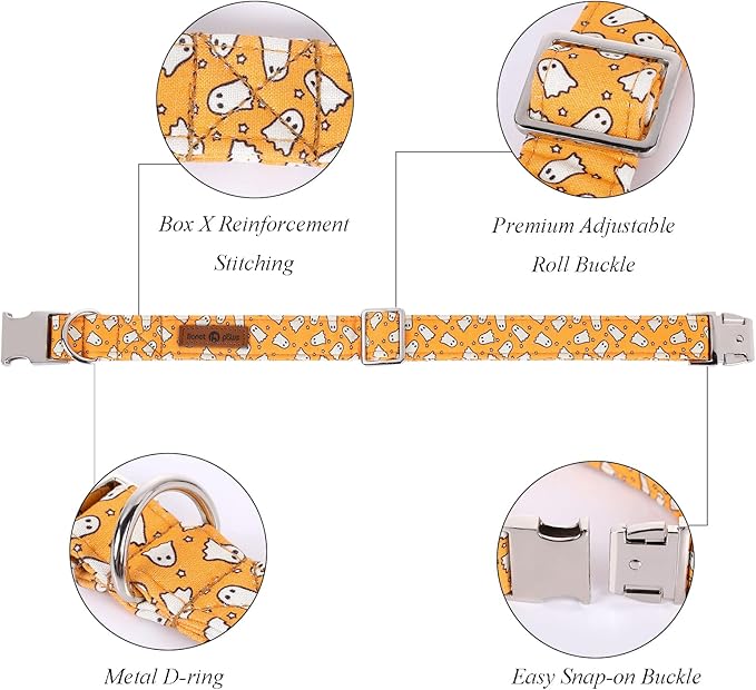 Lionet Paws Halloween Dog Collar with Bowtie 16-24in