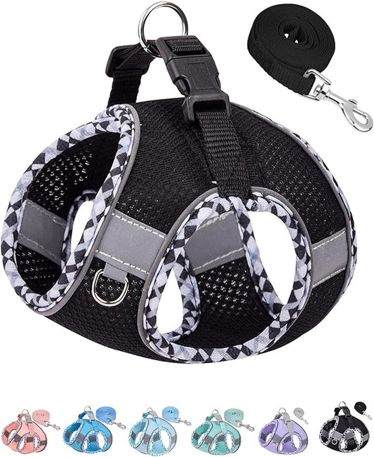 Petank Dog Harness for Small Medium Dogs No Pull, Puppy Harness and Leash Set, Easy Walk Dog Harness for Walking, Running, Training, Small Dog Harness, Medium Dog Harness (Black, S)