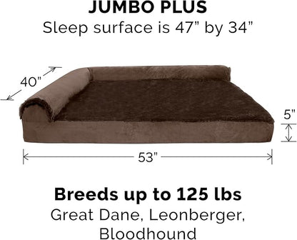 Furhaven Memory Foam Dog Bed for Large Dogs w/ Removable Bolsters & Washable Cover 125 lbs