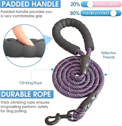 BAAPET 2/4/5/6 FT Dog Leash with Comfortable Padded Handle and Highly Reflective Threads for Small Medium and Large Dogs (5FT-1/2''