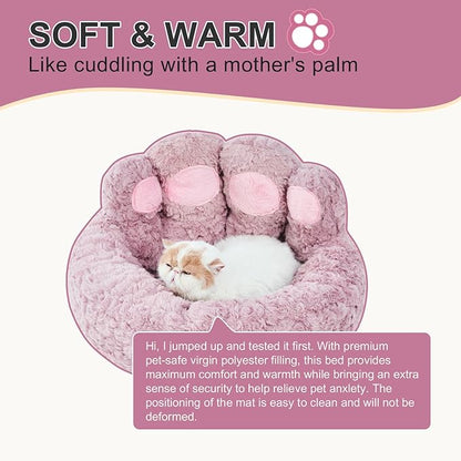 Jiupety Pet Round Bed of Paw Shape (22"×22"×6"), Purple.