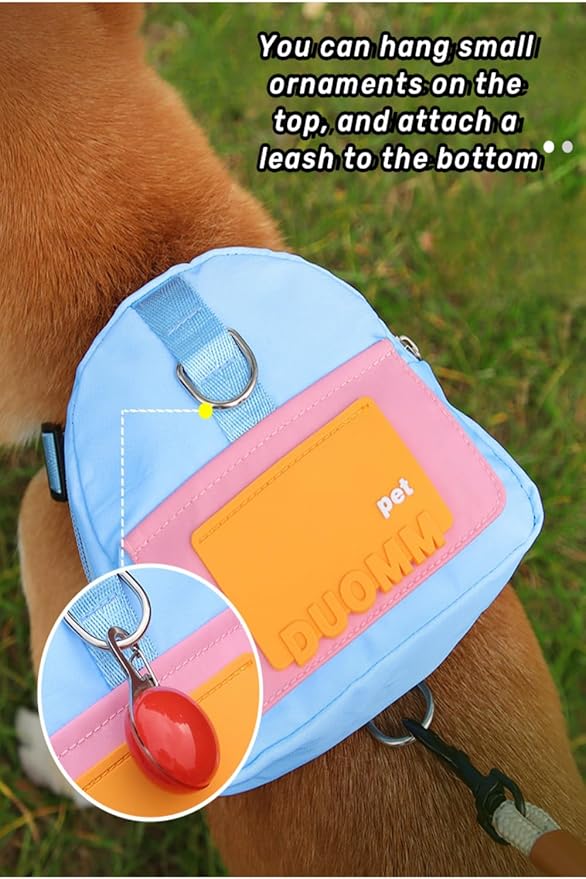 Cute and Functional Pet Outing Backpack with Adjustable Width and Water-Resistant Fabric. (Blue, Medium)