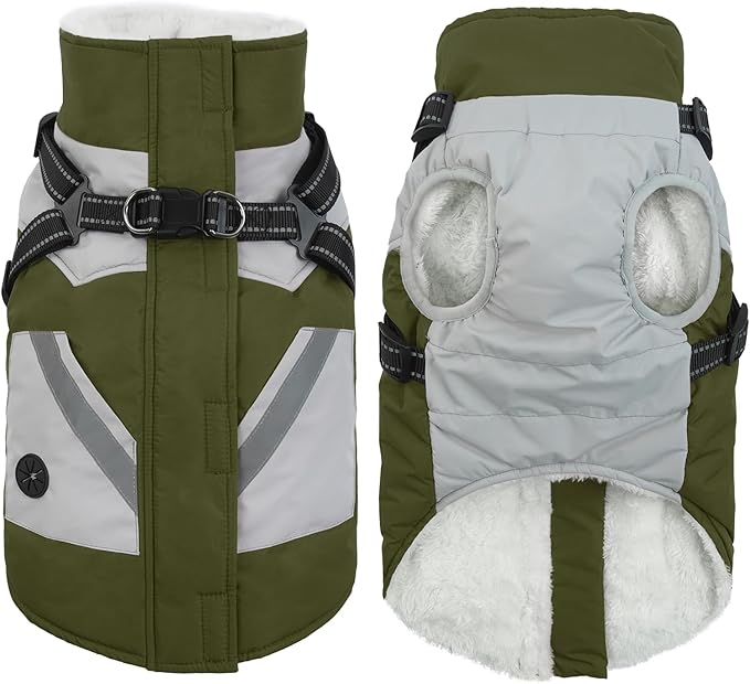 IECOii Dog Coats for Small Dogs Winter Harness Zip Up