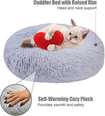 Aurako Cat Bed Dog Bed Round Cushion Pet 16" Light