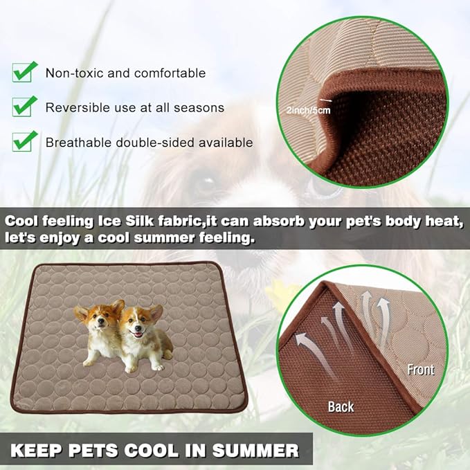 Summer Cooling Mat for Dogs Cats Self Dog Cooling Mat Breathable Pet Crate Pad Portable & Washable Pet Cooling Blanket for Small Medium and Large Pet Outdoor or Home Use (40 X 28in