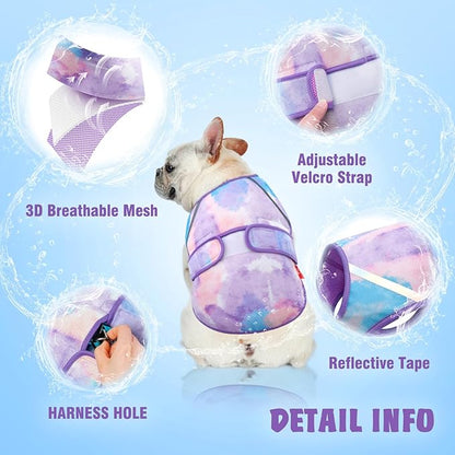 KYEESE Dog Cooling Vest Lightweight Dog Cooler Jacket 3D Breathable Mesh Dog Cooling Shirts with Reflective Stripe UV Protection Dog T Shirt for Beach