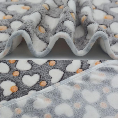 1 Pack 3 Puppy Blankets Super Soft Warm Sleep Mat Grey Cute Print Blanket Fluffy Fleece Pet Blanket Flannel Throw Dog Blankets for Small Dogs Puppy Dogs Fluffy Cats,Love-Medium(29"x20")