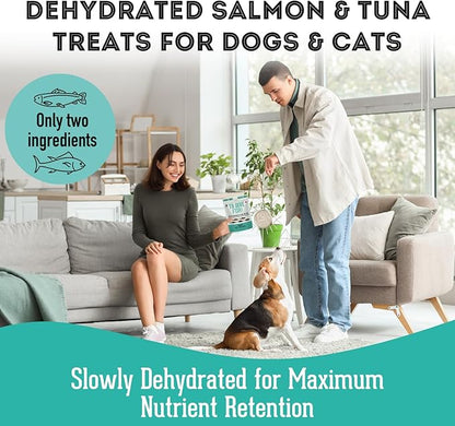 Dehydrated Protein Wild Salmon & Tuna Treat for Dogs & Cats Slowly Dehydrated Raw Single Ingredient Keep Nurtients Vitamins and Healthy Oils Made