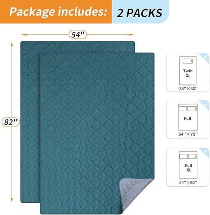 2 Packs Waterproof Dog Blankets Washable for Large Dog, Pet Couch Covers Protect Bed Sofa Furniture, Soft Reversible Dog Blankets Anti Scratches Dirty for Puppy Kids (54"×82", Teal/Grey Blue)