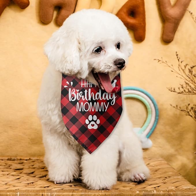 Happy Birthday Mom Red Dog Bandana Birthday Triangle