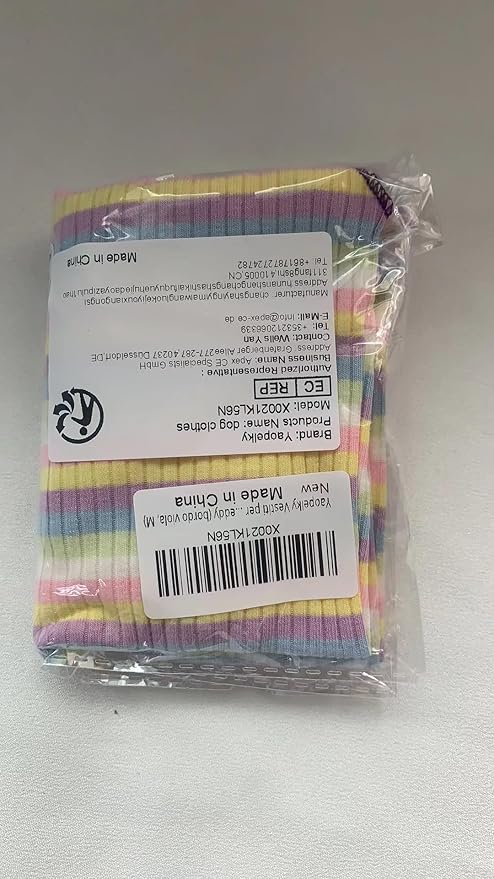 Small Medium Dog Clothes Rainbow Striped Dog Shirts Stretchable Long Sleeve Cat T-Shirt Pet Outfits for Chihuahua Yorkie Teddy (Purple Edge