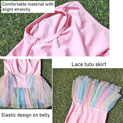 ANIAC Dog Vest Skirt Puppy Princess Dresses Cute Birthday Tutu Skirt Doggy Wedding Outfit Pet Clothing for Cats and Small Medium Dogs (Pink