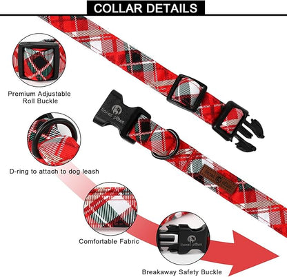Lionet Paws Chirstmas Grid Dog Collar 8-12 inches