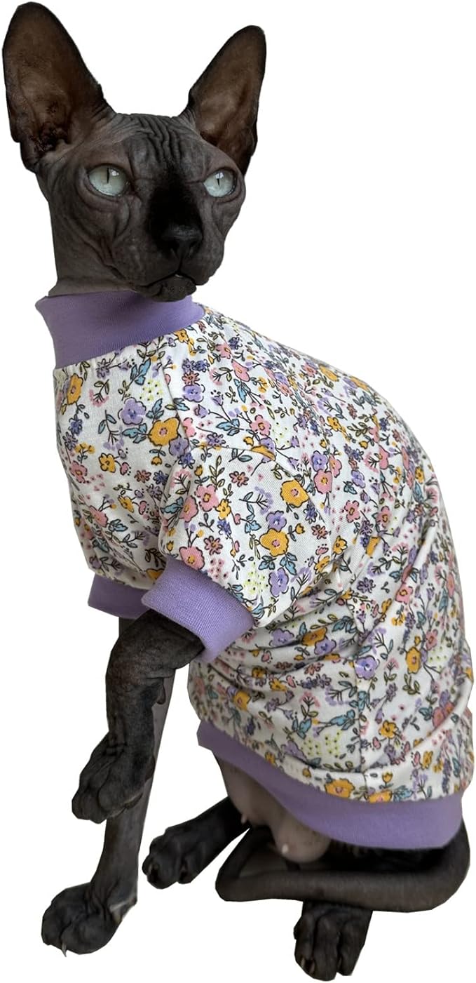 Sphynx Hairless Cat Cute Summer Cotton T-Shirts Pet Clothes 1))