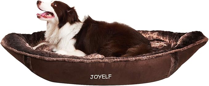 JOYELF Large Dog Bed with Washable Removable Cover, Cute Pirate Ship Warming Cat Cuddle Bed, Plush Banana Calming Pet Bed for Dogs & Cats with Squeaker Toys as Gift