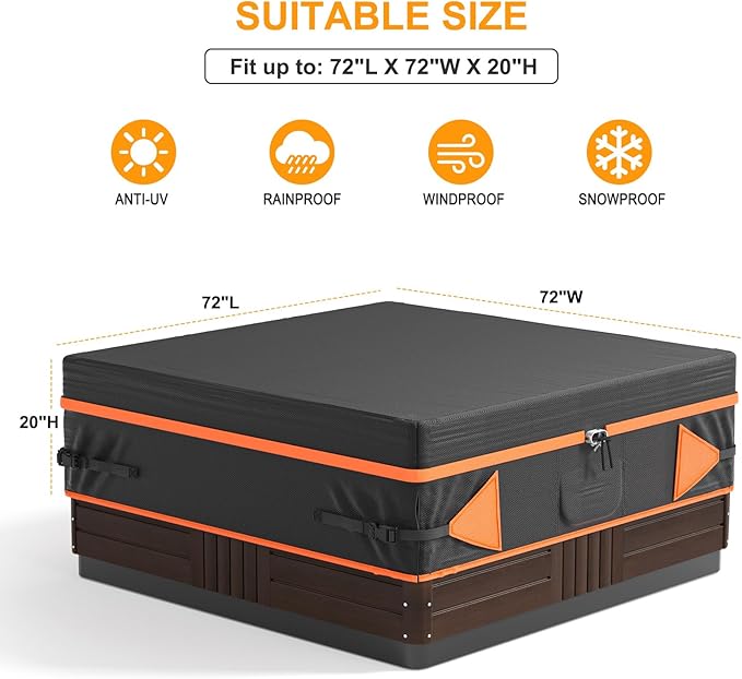 Hot Tub Cover 600D Hot (72 x 72 x 20 inch,