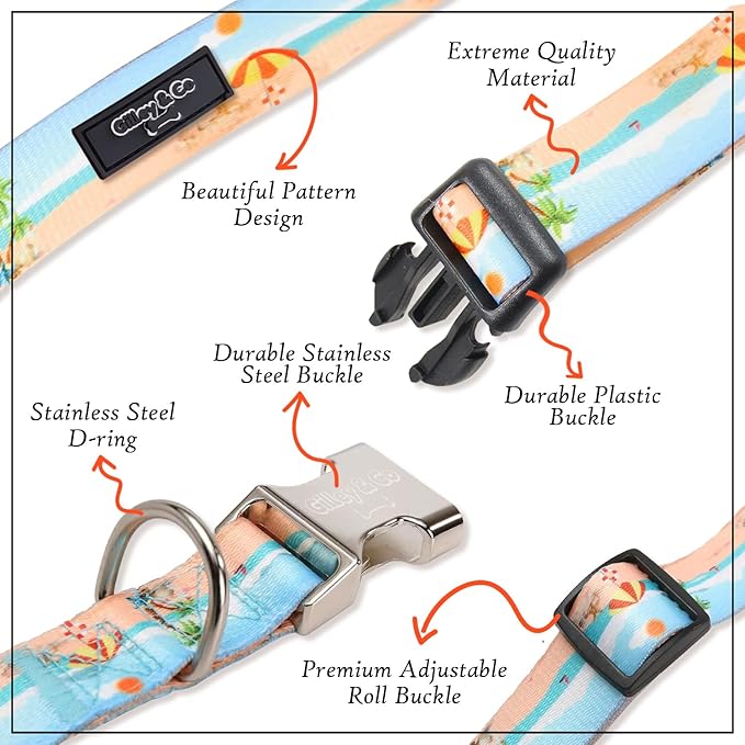 Gilley&Co Dog Collar and Leash Set 8 Designs, 4 Sizes