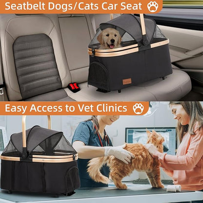 4 in 1 Folding Dog Stroller 4 Wheels