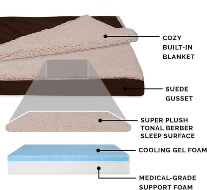 Furhaven Cooling Gel Dog Bed for Large/Medium Dogs w/ Removable Washable Cover 55 lbs